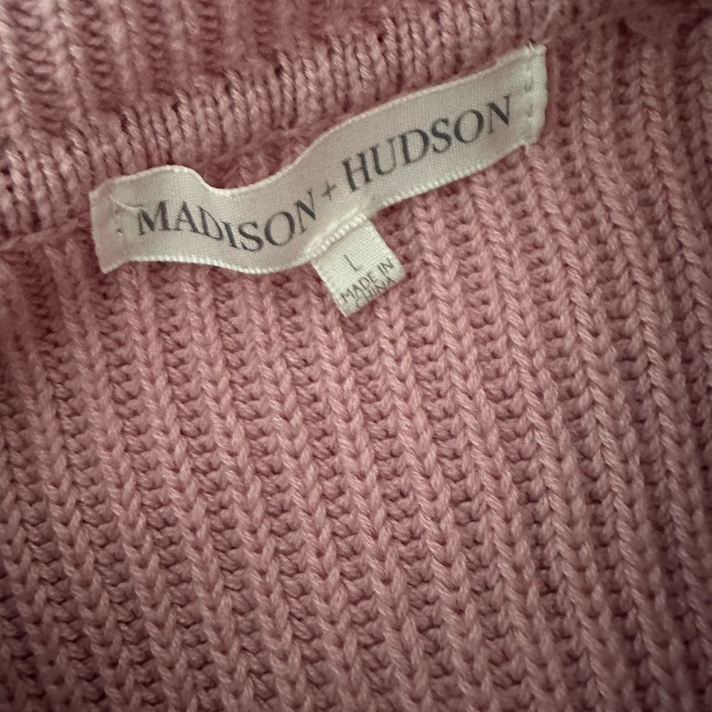 Madison + Hudson Pink Quarter Zip Pullover Sweater Women’s L Blush Dusty Pink - Picture 3 of 7